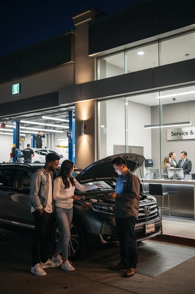 Mechanic performing brake system maintenance with advanced diagnostic tools